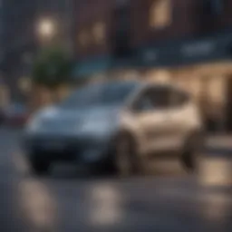 Compact electric vehicle on urban street