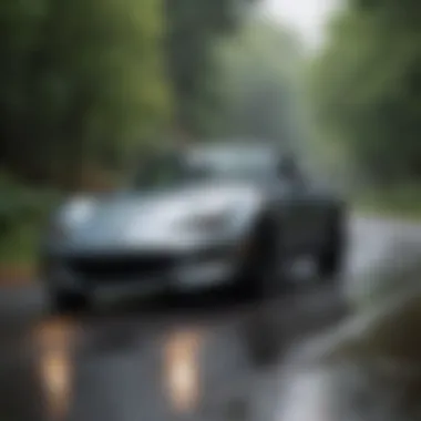 Dynamic driving shot of the Automatic Miata on a winding road