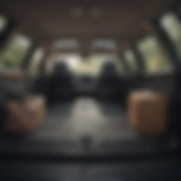 Spacious cargo area of a luxury midsize SUV filled with luggage, demonstrating ample storage capacity