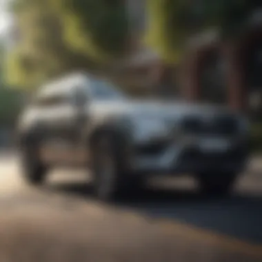 Sleek Design of Luxury SUVs Sleek exterior design of a modern luxury SUV on a scenic road