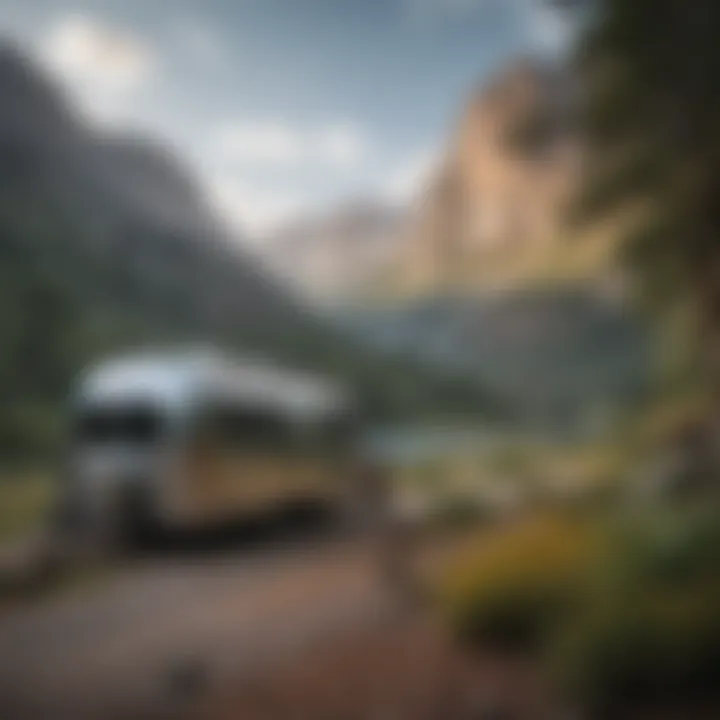 Small Airstream RV parked in a scenic location