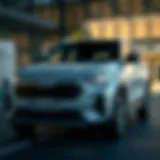 Striking exterior design of the Kia X Line showcasing its modern aesthetic