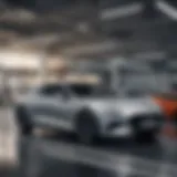 A sleek used car in a modern dealership