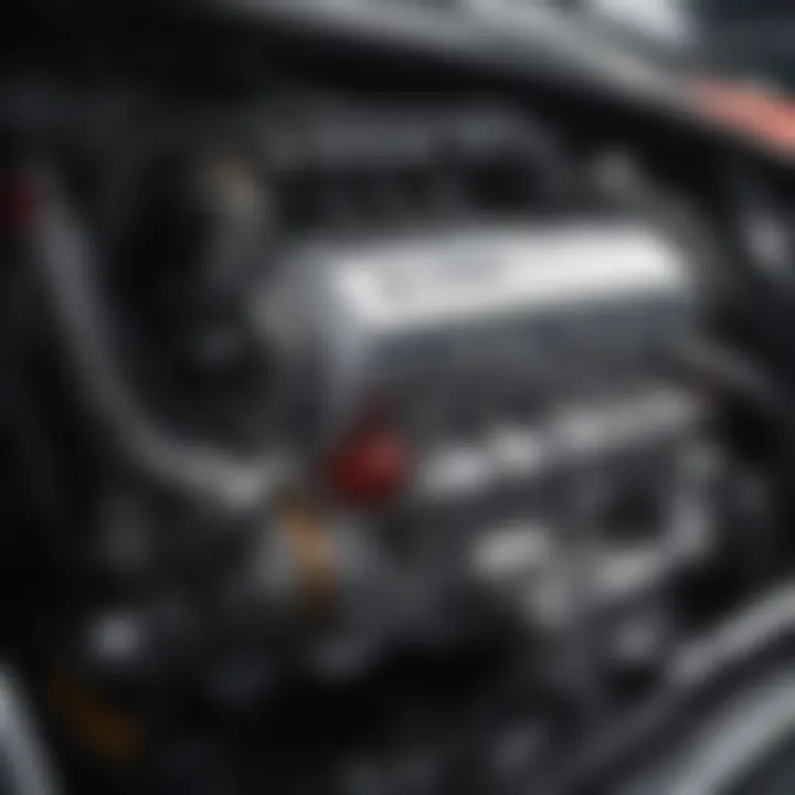Engine compartment highlighting performance features of Honda.