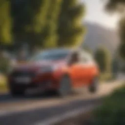 A Ford C-Max parked with a scenic background