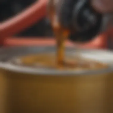 Assessing Oil Condition and Color Close-up of oil condition and color in a container