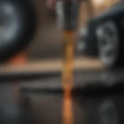 Vehicle engine oil dipstick showing oil level