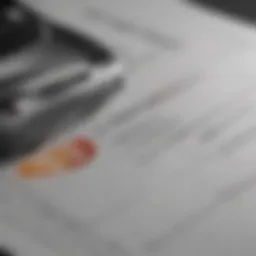 Close-up of a car insurance policy document