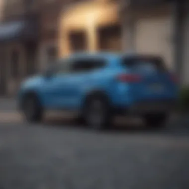 Sleek exterior of the Hyundai Tucson Hybrid Blue showcasing its modern design