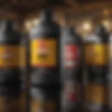 Visually striking engine oil container displaying various types.