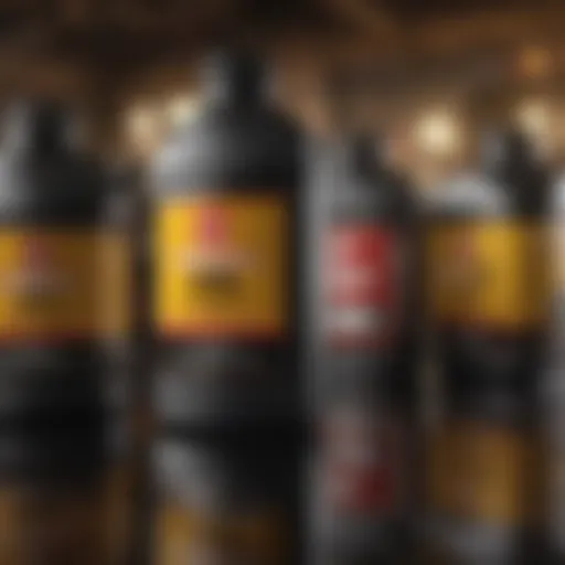 Visually striking engine oil container displaying various types.