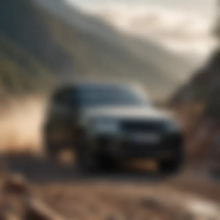 Dynamic performance of the 2021 Range Rover SUV on rugged terrain showcasing its off-road capabilities