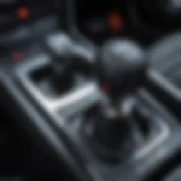 Close-up view of gear shifter in a manual transmission vehicle
