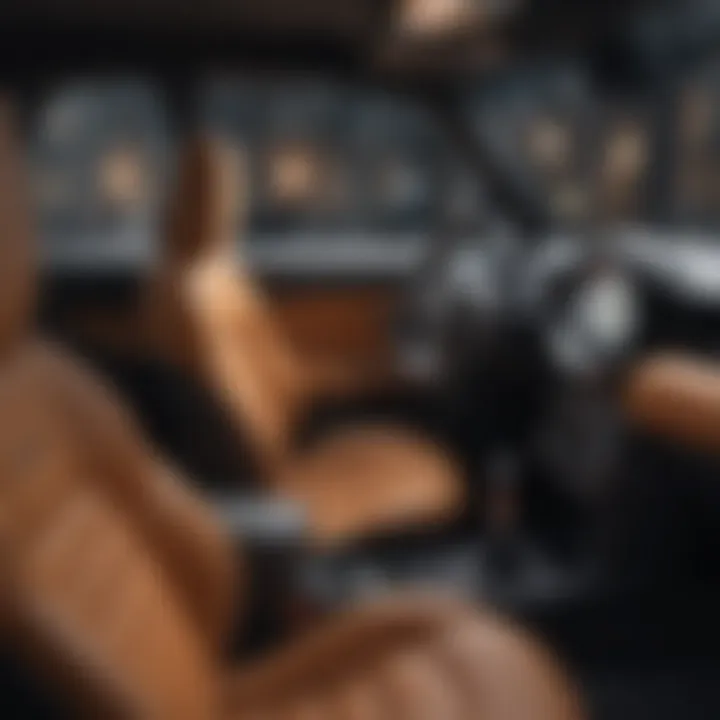 Close-up of the Mini Cooper two-seater's interior showcasing its premium features.