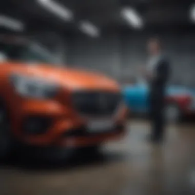 Engaging with Confidence A confident individual engaging in conversation with a car dealer