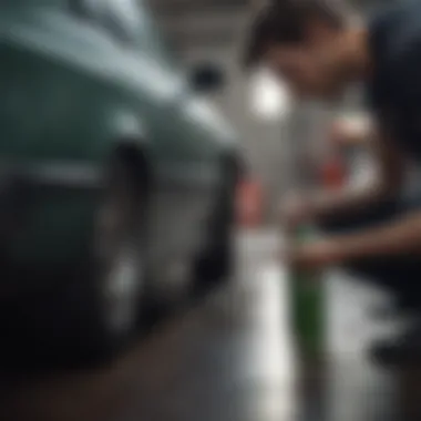 A mechanic checking the oil level in a car