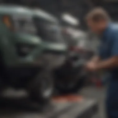 Engine Inspection on the 2017 Ford Expedition Mechanic inspecting Ford Expedition engine