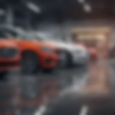 Various vehicles lined up in a dealership showcasing different models