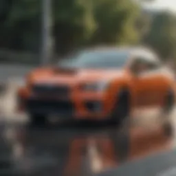 Subaru WRX in a dynamic driving scenario