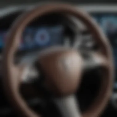 Close-up of Tesla Model S yoke steering wheel with integrated controls