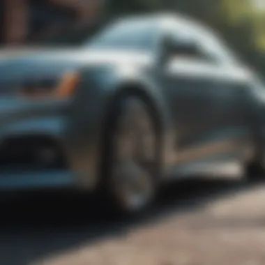 A well-maintained spray-painted car gleaming under sunlight.