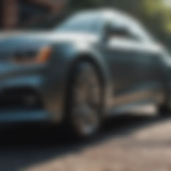 A well-maintained spray-painted car gleaming under sunlight.