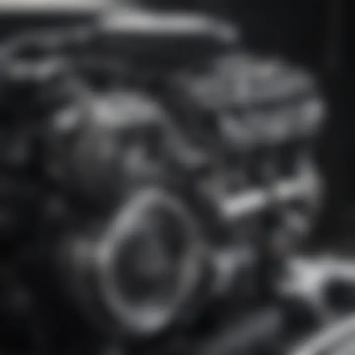 Close-up of the Dodge engine highlighting performance features