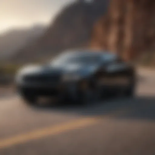 Sleek black Dodge Charger on a scenic road