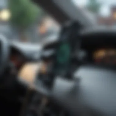 Secure Phone Mounting Close-up of a phone securely mounted in a car holder