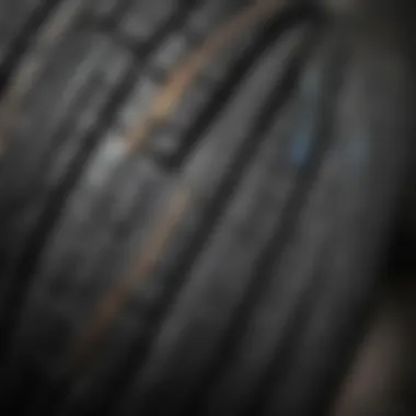 Understanding Tire Tread Wear Indicators Close-up view of tire tread wear indicators