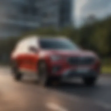 Sleek Design of a Premium Three-Row SUV Exterior view of a premium three-row SUV showcasing its sleek design