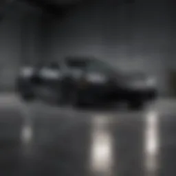 Satin black vinyl car wrap on a sleek vehicle