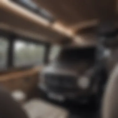 Detailed interior of a luxury Mercedes camper van showcasing custom features