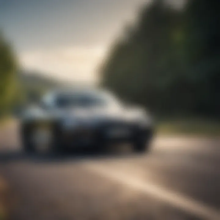 An open road with a parked car under clear skies