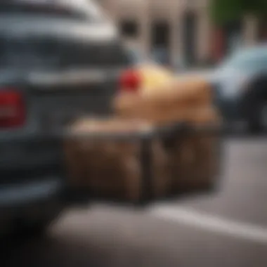Variety of SUV Hitch Basket Types A collection of different types of hitch baskets for SUVs displayed outdoors