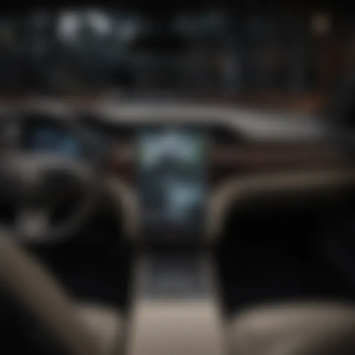 An interior view of a Tesla highlighting advanced technology and user interface