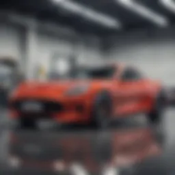 A sleek, modern car parked in a dealership