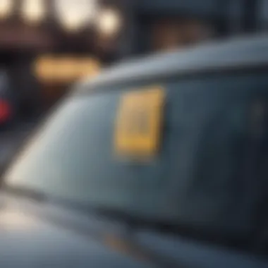 A close-up of a price tag on a car's windshield