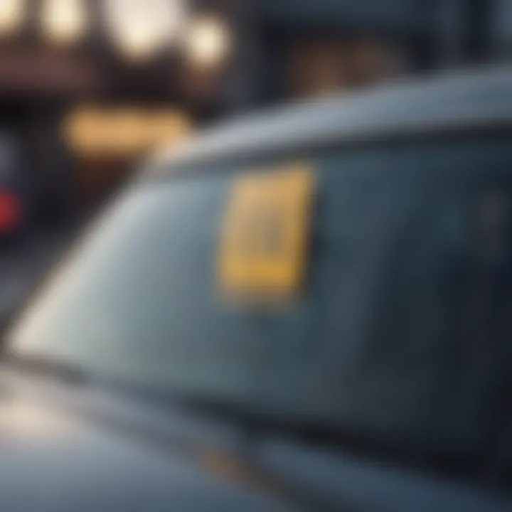 A close-up of a price tag on a car's windshield