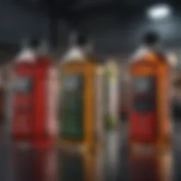 An array of different motor oils on display