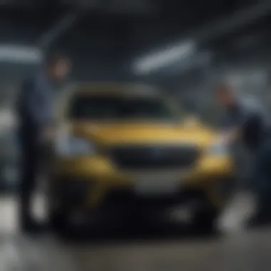 Under the Hood of a Subaru Ascent Mechanic examining a Subaru Ascent under the hood