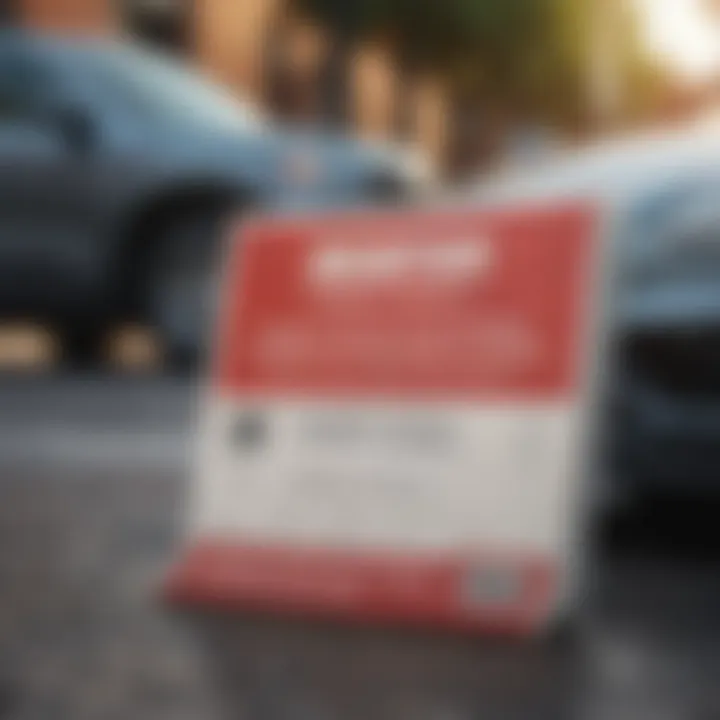 A close-up view of a vehicle registration document against a blurred background of a car.