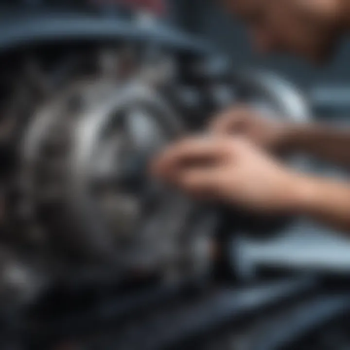 Mechanic performing maintenance on a VW Bug engine