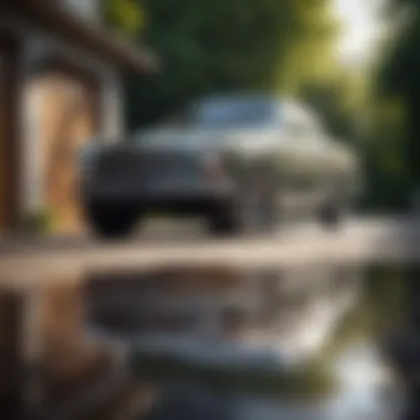 The Shine of a Well-Maintained Vehicle A shiny car parked in a sunlit driveway after washing