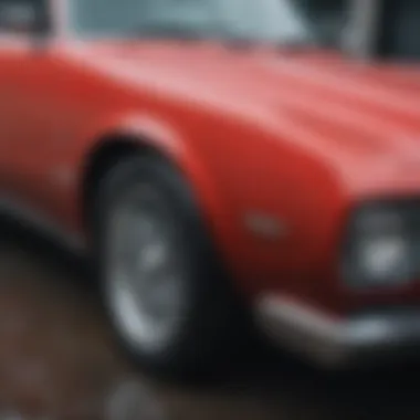 Close-up of water droplets on a car's surface